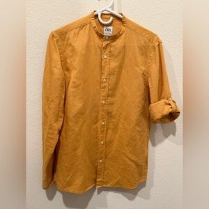 Zara Men's Casual Mustard Button Down Shirt